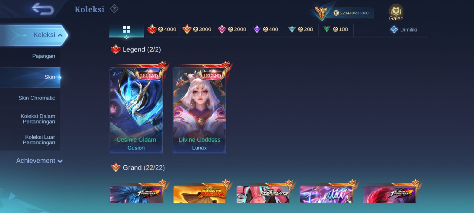Mobile Legend with many skin