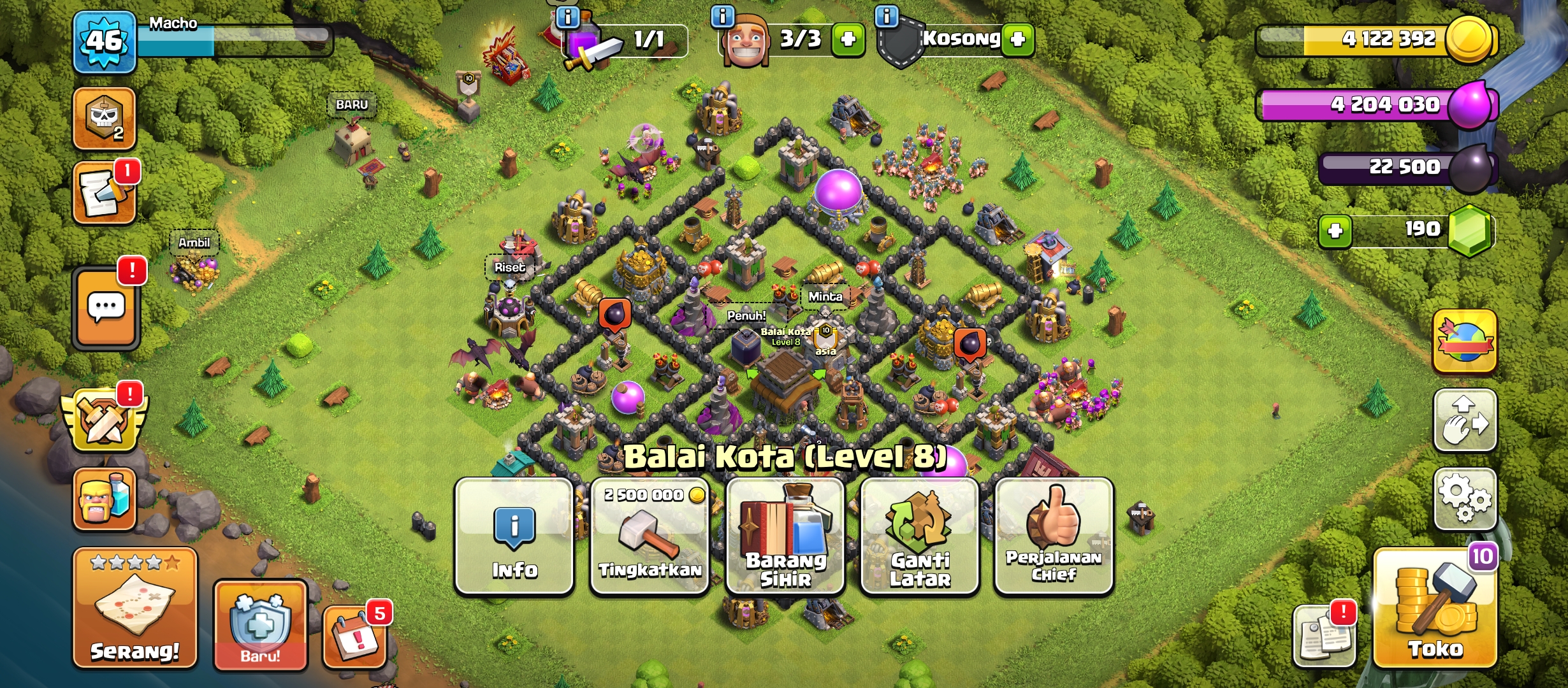 Near Max TH8 Account | Level 46 | Ready for TH9 | Good Progress