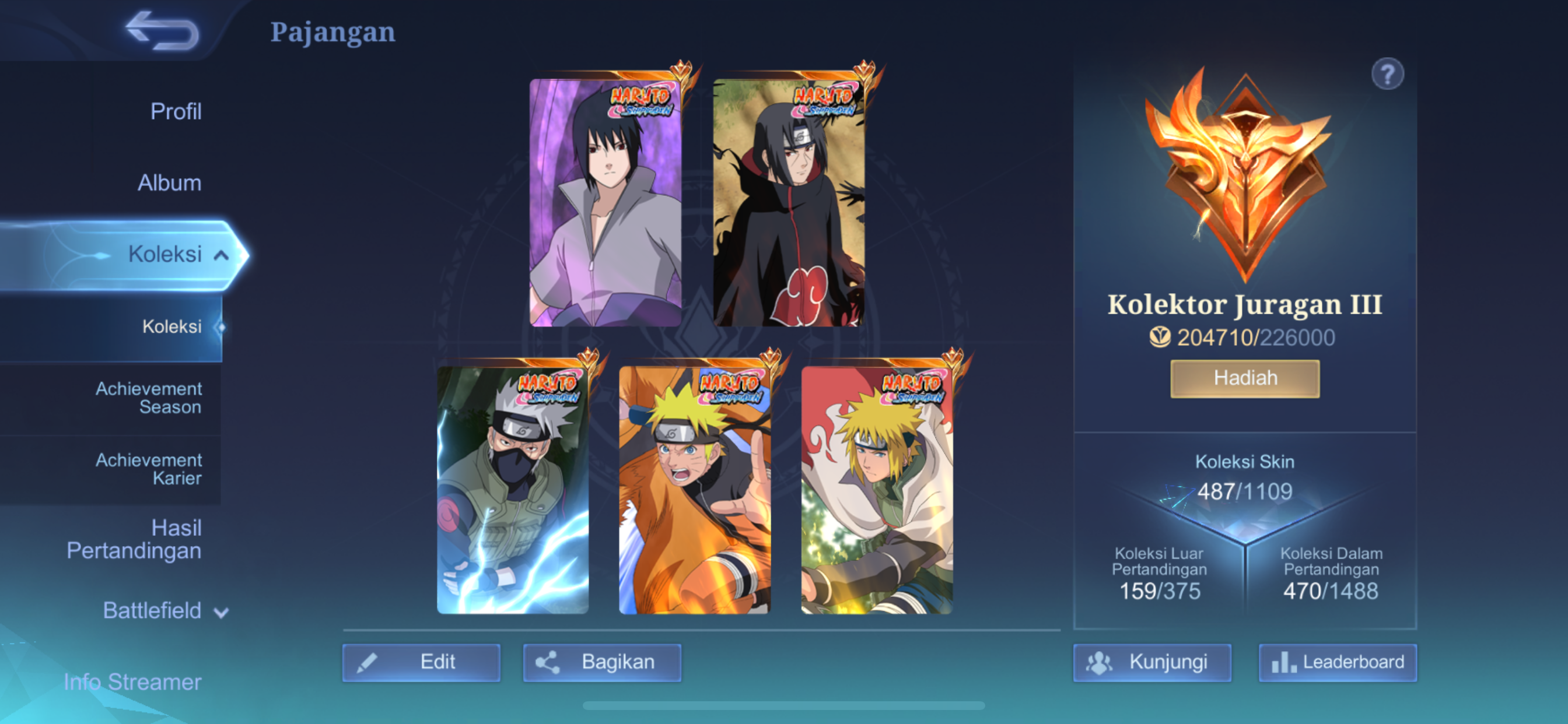 SELL ACCOUNT 5 SKINS NARUTO